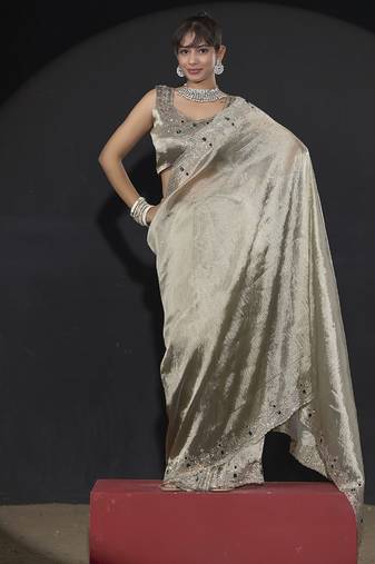 Designer green handwork zarkan border kanjivaram silk saree