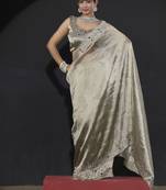 Designer green handwork zarkan border kanjivaram silk saree