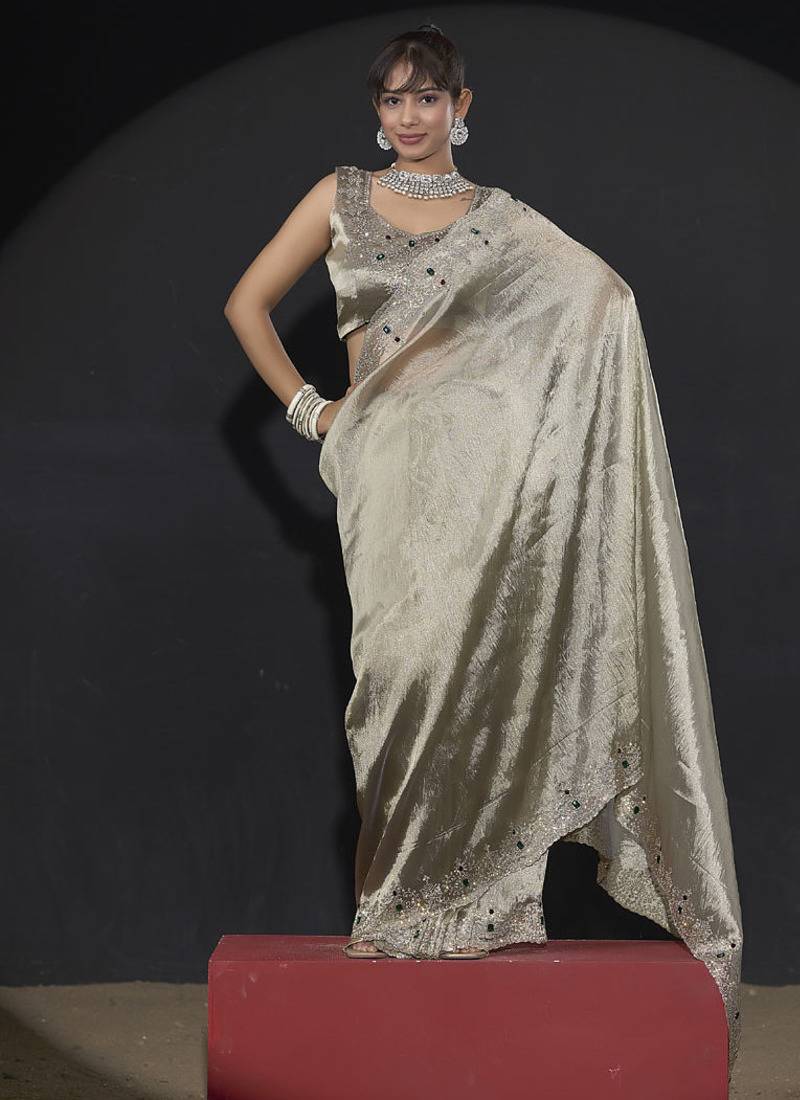 Designer green handwork zarkan border kanjivaram silk saree