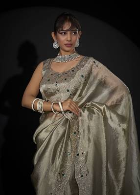 designer handwork zarkan border kanjivaram silk saree for party 2