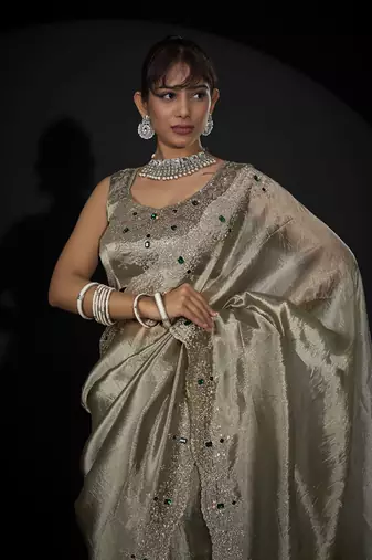 designer handwork zarkan border kanjivaram silk saree for party