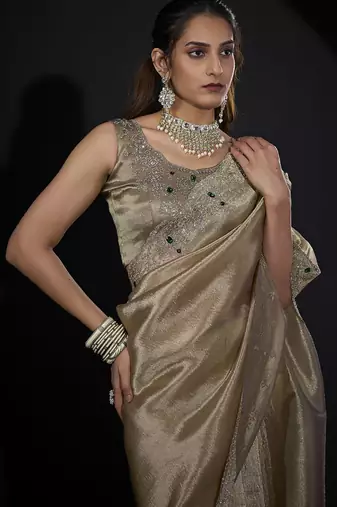 kanjivaram silk saree with handwork zarkan border work