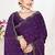 Designer purple heavy zarkan work satin silk saree