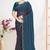 Designer teal blue heavy zarkan work satin silk saree