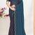 Designer teal blue heavy zarkan work satin silk saree