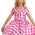 Pink checked print satin off-shoulder fit & flare kids dress