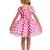 Pink checked print satin off-shoulder fit & flare kids dress