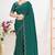 Designer rama green heavy zarkan work satin silk saree