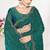 Designer rama green heavy zarkan work satin silk saree