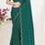 Designer rama green heavy zarkan work satin silk saree