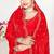 Designer red heavy zarkan work satin silk saree