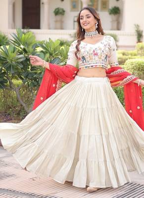 white cosmos silk lehenga choli with embroidered dupatta 5
