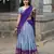 Powder Blue Kanjivaram Silk blend Half Saree with Traditional Gold Zari Weaving Work