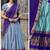 Powder Blue Kanjivaram Silk blend Half Saree with Traditional Gold Zari Weaving Work