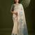 Off white & sky color muga cotton kalamkari resham woven saree