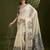 Off white & grey color muga cotton kalamkari resham woven saree