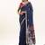 Blue color muga cotton rajwadi concept weaving sarees