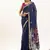 Blue color muga cotton rajwadi concept weaving sarees