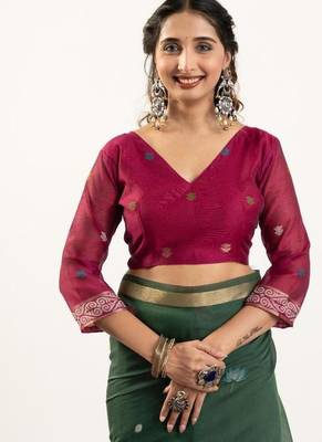 green muga cotton rajwadi weaving saree 4