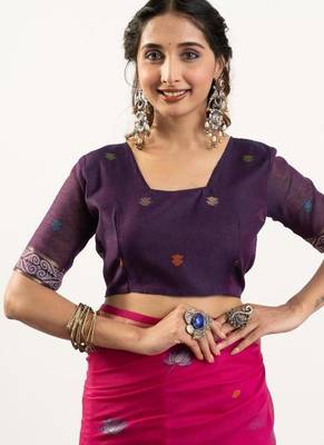 pink muga cotton rajwadi weaving saree 4