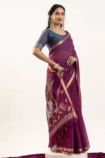 wine muga cotton rajwadi weaving saree