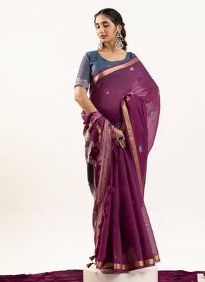 wine muga cotton rajwadi weaving saree 3