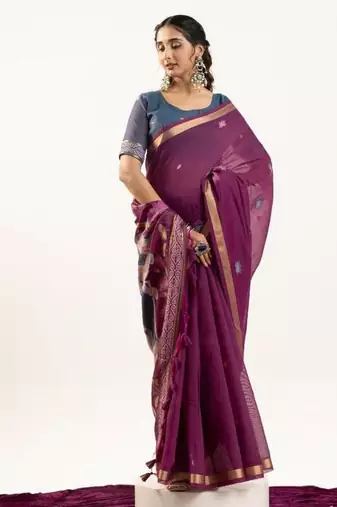 wine muga cotton rajwadi weaving saree