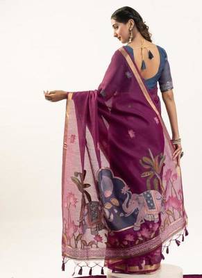 wine muga cotton rajwadi weaving saree 4