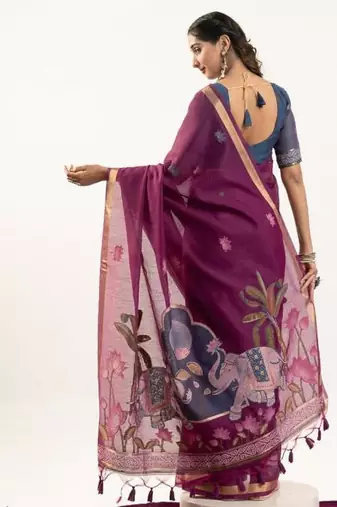 wine muga cotton rajwadi weaving saree