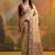 Cream color muga cotton jamdani concept weaving sarees