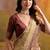 Cream color muga cotton jamdani concept weaving sarees