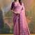 Pink color muga cotton jamdani concept weaving sarees