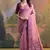 Pink color muga cotton jamdani concept weaving sarees