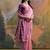 Pink color muga cotton jamdani concept weaving sarees