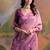Pink color muga cotton jamdani concept weaving sarees