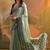 Sea green color muga cotton jamdani concept weaving sarees