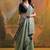 Sea green color muga cotton jamdani concept weaving sarees