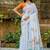 white-orange muga silk blend flower weaving sarees