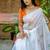 white-orange muga silk blend flower weaving sarees