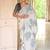 White-blue color muga cotton weaving zari border sarees