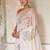 White-orange color muga cotton weaving zari border sarees