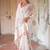 White-pink color muga cotton weaving zari border sarees