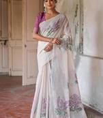 white cotton saree with woven zari border design