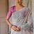 White-wine color muga cotton weaving zari border sarees