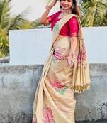 chiku muga silk blend weaving zari patta sarees