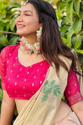 chiku silk saree with zari patta floral weaving