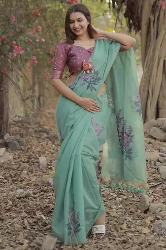 sky blue muga silk blend weaving zari patta sarees