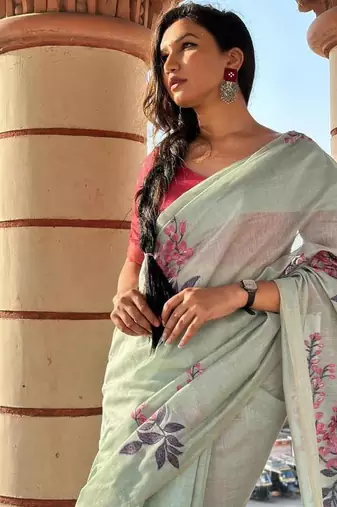 light sky blue muga silk blend weaving zari patta sarees