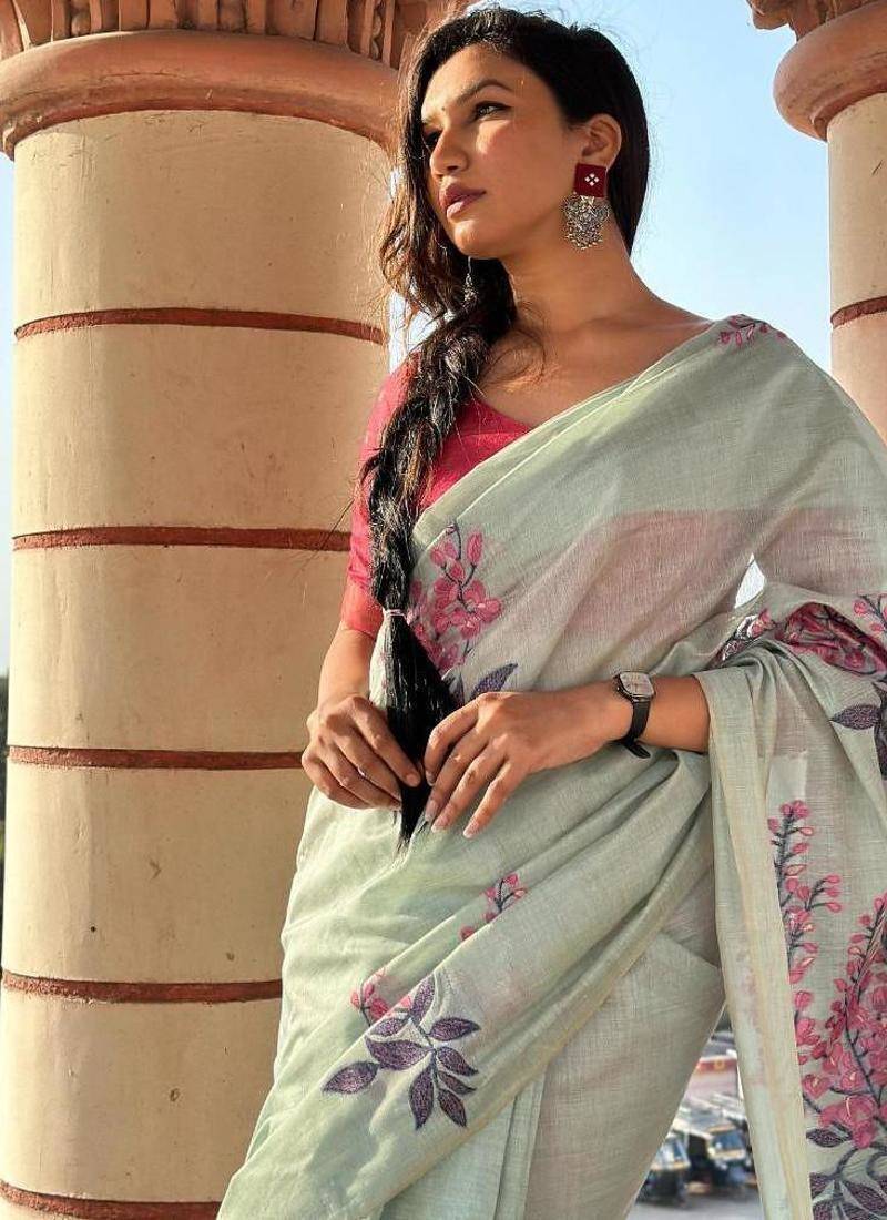 light sky blue muga silk blend weaving zari patta sarees