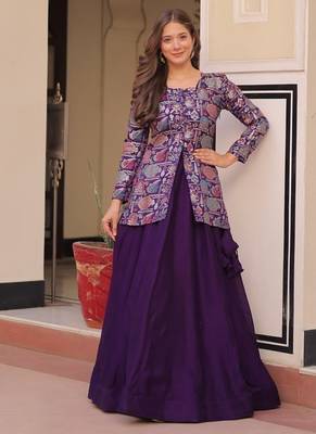 purple art silk readymade lehenga choli set 2